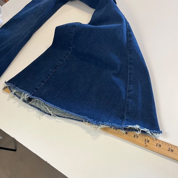 We The Free Super High Rise Lace Up Flare Jeans Size 24 Dark Wash Hippie 24x31 - Picture 12 of 13
